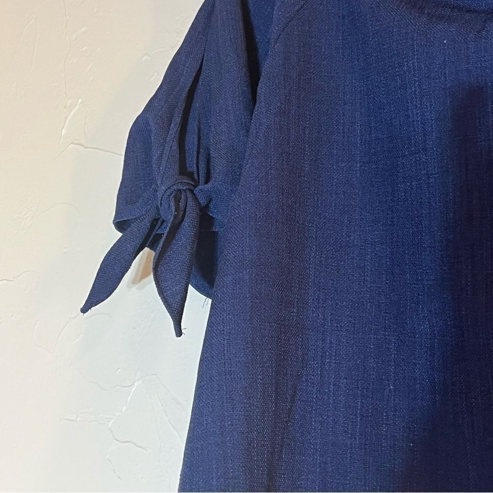 Olivia Grey Navy Blue Off the Shoulder Top - Picture 4 of 7